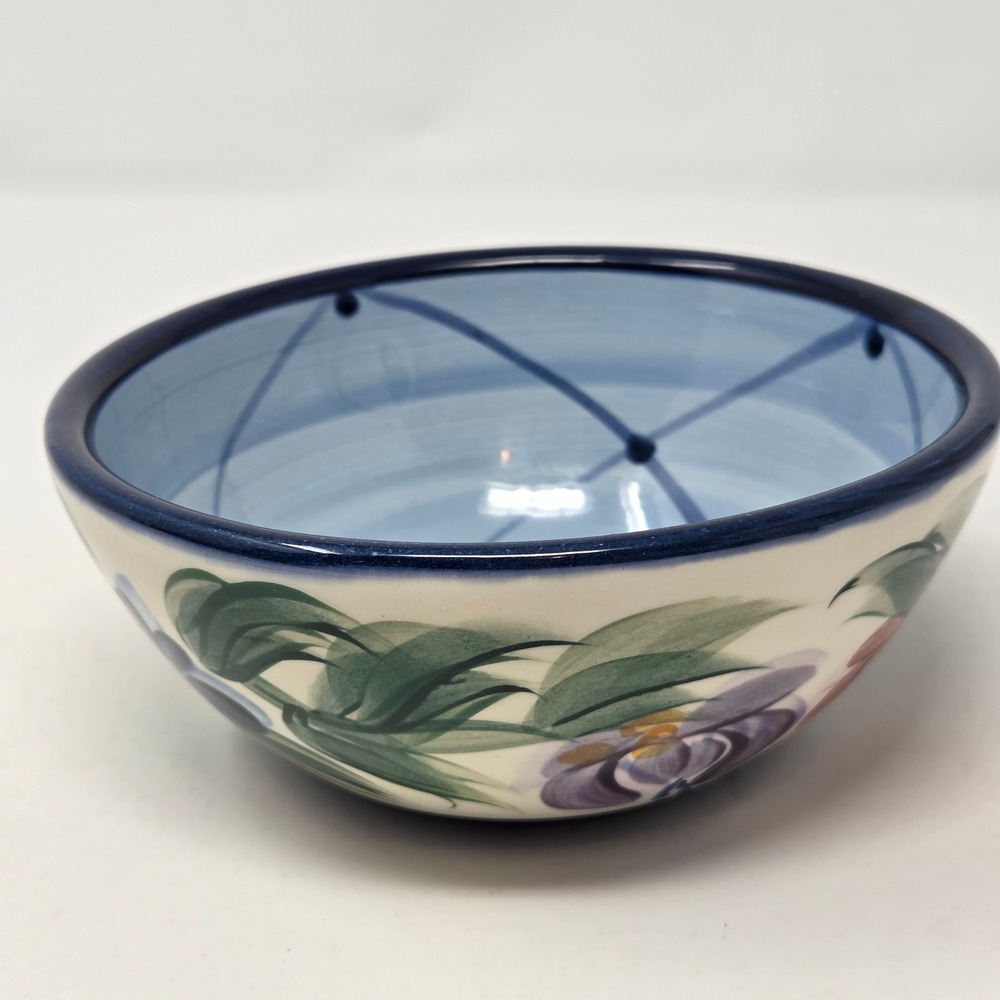 Vintage Gail Pittman Annabella Soup Cereal Bowl Blue Hand-painted 1997